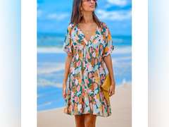 CUPSHE Women's Mini Dress Soft Tropics Short Sleeve Summer Dress,XL 40