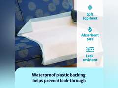 Medline Heavy Absorbency 36" x 36" Quilted Bed Pads, Large Disposable Underpads, 50 Per Case, Fluff and Polymer Core, Great Protection for Beds, Furniture, Surfaces 57