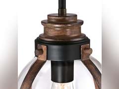 Westinghouse 6356300 One-Light Indoor Mini Pendant, Oil Rubbed Bronze Finish with Barnwood Accents and Clear Seeded Glass 96