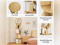 (Similar model). MXV Rotating Bookshelf, Display 5-Tier Floor Standing Rotating Bookcase, Storage Rack Multi-Functional Bookshelf Organizer for Bedroom, Study Room and Living Room 90