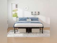 Metal Bed Frame,King Size Bed Frame with Storage Space,Heavy Duty Sturdy Mattress Foundation,Easy Assembly,No Box Spring Needed, Black,18 Inch,King 70