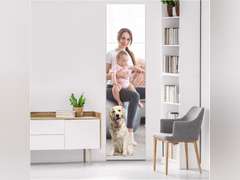 Full Length Mirror Tiles, Frameless Glass Wall Mirror 12 Inch x 4 Pieces, Body Mirror, Long Mirror, Gym Mirrors for Home Gym, for Door, Closet, Room, Easy to Install 16