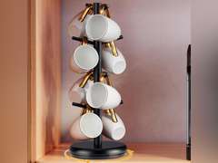 Coffee Cup Holder, Rotating Coffee Mugs Storage Rack, Coffee Counter Bar Organizer, Thicker Base Display Rack for Cafe Business Home 29