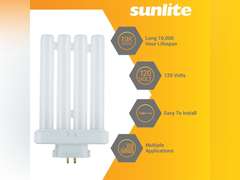 Sunlite 40531 FML27/65K/2PK Quad Tube Plug-in Compact Fluorescent Lamp, FML 4-Pin, 27 Watts, 1500 Lumens, 6500K Daylight, 4-Pin (GX10q4) Base, 120 Volts, 2 Pack 14