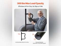 VEVOR Floor-to-Ceiling Transfer Pole, Tension Mounted Bathroom Grab Bar with Anti-Slip Curve Handle, 300 Lbs Capacity Security Pole for Elderly, Ideal Senior Safety Pole for 7-10 Ft Ceilings, Black 126