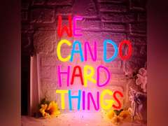 We Can Do Hard Things Neon Sign, Motivational Neon Light USB Dimmable LED Sign, for Inspirational Classroom Office Library Neon Light Kids Wall Art Bedroom Birthday Party Classroom Backdrop Sign 33
