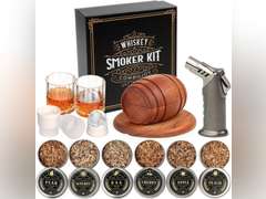 Whiskey Smoker Kit with Torch - 6 Flavors Wood Chips, 2 Glasses, 2 Ice Ball Molds - Cocktail Smoker Infuser Kit, Old Fashioned Drink Smoker Kit, Birthday Bourbon Whiskey Gifts for Men,Dad(NO Butane) 44