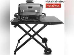BSARTE METAL Collapsible Grill Stand and Cover Fits Ninja Outdoor XSKSTAND for Woodfire OG701 OG751 (OG700 Series) Grills with Side Shelf, Tissue Holder, Side Handle, Heavy Duty Steel Foldable Stand 240