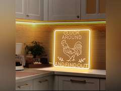 Funny Cluck Around and Find Out Large Neon Sign Dimmable,Rooster Decor 16 X 1... 40