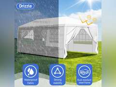 (Similar)10'x20' Outdoor Canopy Tent, Party Tent with 4 Removable Sidewalls, Event Tents for Parties, Outside Waterproof Wedding Canopy for Birthday, Holiday (White,10x20FT-4Sides) 110