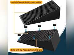 4 Pack Heavy Duty Black Rubber Door Stops - Compact Solid Door Wedge Door Stopper, 1.3 Inches High, Stackable & Non-Slip, This Door Stop Wedge is Suitable for Most Door Gaps. 15