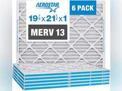 Aerostar 19.875x21.5x1 MERV 13 - 6 Count - Pleated HVAC, Furnace & Air Conditioner Filters - For Bacteria, Dust, Cold & Flu Germs, Lint, Mold, Pet Dander, Allergy-Causing Pollen, Smog, Smoke & Viruses 49