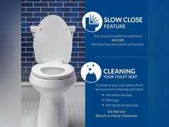 Mayfair Cassel Slow Close Toilet Seat, Easy Clean, Non Slip Premium Wood Seat, Easy Install, Made in USA, Round, White 38