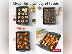 GoodCook 15 x 10.5 Nonstick Carbon Steel Baking Pan & Raised Wire Rack Pizza Crisper, Crispy Bacon, Multipurpose Cooking Sheet Pan, Cooling Rack, Kitchen Cookware Set, Dishwasher Safe 20