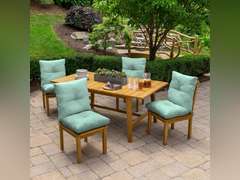 Arden Selections Outdoor Plush Modern Tufted Blowfill Dining Chair Cushion, 21 x 40, Water Repellent, Fade Resistant, Tufted Cushion for Dining and Bistro Chairs 21 x 40, Aqua Leala 86