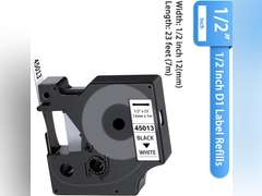 6-Pack Dymo D1 Label Tape 45013 Black on White 1/2 Inch x 23 Feet Compatible for DYMO LabelManager 160 280 210D 360D 420P Wireless PnP 220P 260P 500TS 450DUO 14