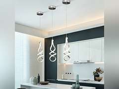 3 Pcs LED Pendant Lighting Fixture, Modern Kitchen Ceiling Pendant Lamp Fixtures Hanging Ceiling Light, Wave Spiral Pendant Light with Adjustable Light Source for Kitchen Island Bedroom 74