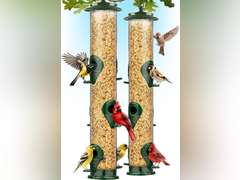 Bird Feeders for Outdoors (Metal, 2 Pack) Hanging Wild Bird Feeder Tubes with 6 Ports, Chew-Proof & Rust-Proof Heavy Duty Design, 16 Inches 27