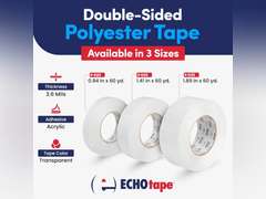 ECHOtape DC-M194A | Double-Sided Polyester Tape | Clear Thin Tape | All Weather/Cold Weather Insulation Mounting Tape | Superior Holding Power | 1.41 in x 60 yd 19