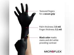 Ansell MICROFLEX Onyx N64 Disposable Nitrile Exam Gloves for Automotive, Metal Fabrication - Med, Black (Box of 100) 17