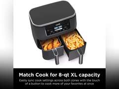 Ninja DZ201 Foodi 8 Quart 6-in-1 DualZone 2-Basket Air Fryer with 2 Independent Frying Baskets, Match Cook & Smart Finish to Roast, Broil, Dehydrate & More for Quick, Easy Meals, Grey 199