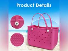 EVA Beach Tote Bag - Waterproof Washable Tip Proof Durable Open Tote Bag for the Beach Boat Pool Sports 37