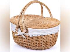 Wicker Picnic Basket with Lid and Handle Sturdy Woven Body with Washable Lining for Easter,Mother's Day,Outdoor Camping 38