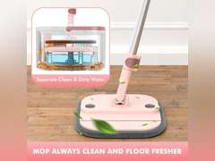 KZKR Square Spin Mop and Bucket Set with Self Separation Dirty and Clean Water System,Self Wringing 360 Rotating Mops Head for Home Floors Cleaning (2.0 mop Bucket Set with 6 Pads) 65