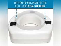 HealthSmart Raised Toilet Seat Riser That Fits Most Standard (Round) Toilet Bowls for Enhanced Comfort and Elevation with Slip Resistant Pads, 15x15x5 28