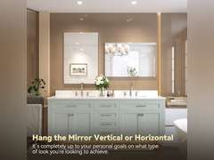 (Similar model). Bonita EM1009A-DTP 24x17,5 Bathroom Mirrors for Over Sink, Large Tempered Glass Square Wall Mirror, Frameless Vanity Mirror for Gym, Yoga, Living Room, Bedroom, Entryway 80