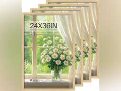 24x36 Poster Frame 4 Pack, Natural Oak Wood, Wall Gallery Picture Frame 130