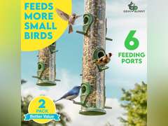 Bird Feeders for Outdoors (Metal, 2 Pack) Hanging Wild Bird Feeder Tubes with 6 Ports, Chew-Proof & Rust-Proof Heavy Duty Design, 16 Inches 27