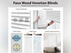 DEZ FURNISHINGS Cordless 2" Signature Faux Wood Blind, 21.75" W x 48" H, Snow White 32