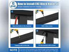 CKE 4FT Stainless Steel Black Rectangular Handrail for Indoor Outdoor Deck Stair, Flat Top Rail Cable Railing System with Nylon End Caps, Durable and Stylish Handrail for DIY Balustrade HT02 60