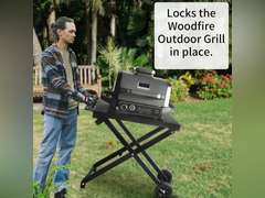 BSARTE METAL Collapsible Grill Stand and Cover Fits Ninja Outdoor XSKSTAND for Woodfire OG701 OG751 (OG700 Series) Grills with Side Shelf, Tissue Holder, Side Handle, Heavy Duty Steel Foldable Stand 240