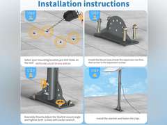 16 Inches Starlink Gen3 Roof Mount Kit with Starlink V3 Pipe Adapter Pole Mount Starlink Accessories Adjustable Waterproof Stable Resistant Bad Weather 57