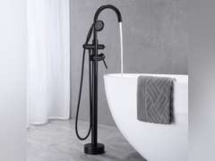 Tub Filler Freestanding Bathtub Faucet Black Floor Mounted Brass Bathroom Tub Faucets with Hand Shower 296
