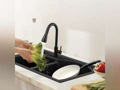Black Kitchen Sink Faucet High Arc Single Handle Kitchen Faucet with Pull Down Sprayer,Commercial Modern rv Stainless Steel Faucet (Black) 28