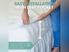 Rest Line Premium Bamboo Waterproof Mattress Protector TwinXL Size 39X80 - 100% Viscose from Bamboo, Hypoallergenic, Cooling Mattress Pad Cover, Soft & Breathable Fitted Sheet Style up to 18" Deep (similar model) 40