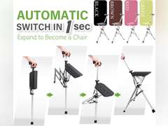 STEP2GOLD Ta-Da Chair, Portable Trekking Hiking Pole, Folding Walking Stick with Seat, Walking Cane with Chair, Foldable Chair, Lightweight Aluminum, Easy Carry and Storage, Anti-Slip 159