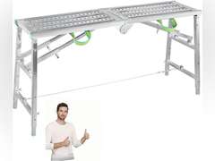 Scaffolding Equipment, Portable Folding Scaffolding, Multipurpose Work Platform Scaffold Tower Ladder Stool Work Bench, 882 Lbs Load, Galvanized Steel (Size : 5.91ft) 113