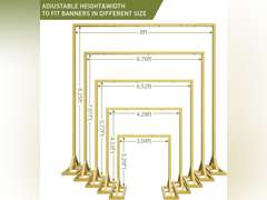 8.2FT Heavy Duty Adjustable Backdrop Stand Kit - Square Wedding Arch & Balloon Arch for Photo Booth Background, Baby Shower, Birthday Party Decorations (Portable Frame) (Gold,8.2X 8FT) 57