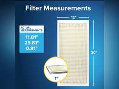 Filtrete 12x30x1 Air Filter, MPR 300, MERV 5, Clean Living Basic Dust 3-Month Pleated 1-Inch Air Filters, 6 Filters 40