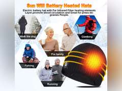Sun Will Battery Heated Beanie Hat,Electric Rechargeable Warm Winter Heated Fleece Cap 60