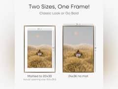 Homeforia 24x36 Picture Frame Bronze, High End Metal 24 x 36 Large Poster Frames with Mat 20 by 30 Photo, 24x36 Brass Frame Matted to 20x30 Print, 36x24 Thin Frames, Tempered Glass, Wall Kit, Set of 1 (see picture) 115