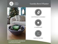 The HC Companies 15.5 Inch Garden Bowl Planter - Shallow Plant Pot with Drainage Plug for Indoor Outdoor Flowers, Herbs, Cottage Stone (2 Pack) 31
