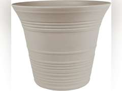 The HC Companies 16 Inch Sedona Round Self Watering Planter - Decorative Lightweight Plastic Plant Pot for Indoor Outdoor Plants Flowers Herbs, Cottage Stone 17