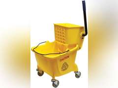 Simpli-Magic Side Press Wringer Combo Commercial Rectangular Mop Bucket on Wheels, 35-Quart, Yellow 65