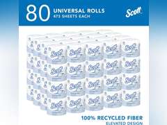Scott Professional 100% Recycled Fiber Standard Roll Bulk Toilet Paper (13217), 2-Ply, Elevated Design, White, Individually Wrapped (80 Rolls of 473 Sheets, 37,840 Sheet Total) 60