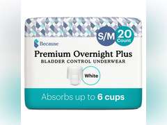 Because Premium Overnight Plus Incontinence Underwear - White, S/M, 20 Ct 26